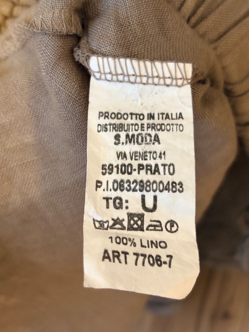 100% Linen. Made in Italy olive/mocha green tunic. - Picture 3 of 5